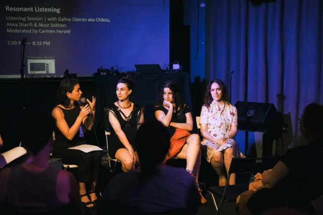 🎧✨ DAY 1 HIGHLIGHTS – MAPPING SOUNDS IN EXILE FESTIVAL 2025 ✨🎧
 📍 Kunsthaus ACUD, Berlin
 🗓️ Wednesday, July 2nd

What an unforgettable opening night! 🌍💥
 Day 1 of Mapping Sounds in Exile launched the festival with deep intention — a powerful convergence of sonic memory, identity, and resistance.

🌀 We began with a moving Resonant Listening Session featuring Nour Sokhon, Anna Sharifi, and Chikiss, who opened their personal sonic archives and transformed listening into a collective, political act.

🎤 The energy continued with live performances by:

 🔥 DONBASGRL, delivering a raw, charged set of electronic resistance.

 🌌 Anna Sharifi, blending voice, electronics, and narrative into a soundscape of belonging and transformation.

From quiet introspection to high-voltage performance, Day 1 brought us into the heart of what this festival is about: connection, community, and sound as resistance.

💜 Huge thanks to all the artists, collaborators, and everyone who joined us. 

@donbasgrl @chikissecrets @noursokhon @annasharifi_uon 

Thanks for amazing photos: @kseniayanko.photography 

📍 Venue: @acudmachtneu 
💥 Funded by @musicboardberlin 
📰 Media: @taz.die_tageszeitung 

@goethe_institut_im_exil 
@acudmachtneu 

📸 Swipe through for scenes from the opening night!

🔗 Full program & artist info: mappingsounds.de

#MappingSoundsInExile #FLINTApower #QueerExile #SoundAsResistance #DiasporicSounds #QueerArt #ListeningAsPoliticalAct #BerlinFestival #ACUDBerlin #GoetheInstitutImExil #BerlinSchoolOfSound #SoundFestival #FLINTAArtists