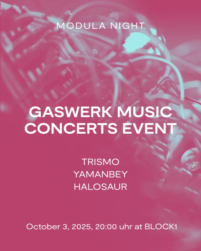 Berlin School of Sound is excited to recommend this special evening of modular synthesis!
The lineup features our own teacher Stephane Lefrancois performing as HALOSAUR, alongside TRISMO and YAMANBEY.

If you're passionate about modular synths or want to experience cutting-edge electronic music, this is not to be missed. Join us for what promises to be an incredible modular synth fiesta!

🎛️ GASWERK MUSIC CONCERTS presents MODULA NIGHT
📅 October 3, 2025
📍 BLOCK1, Berlin
🎟️ [tickets at the door]

#ModularSynth #BerlinSchoolOfSound #Halosaur #GaswerkMusic #BLOCK1 #ElectronicMusic #ModulaNight #BerlinMusic #SynthCommunity